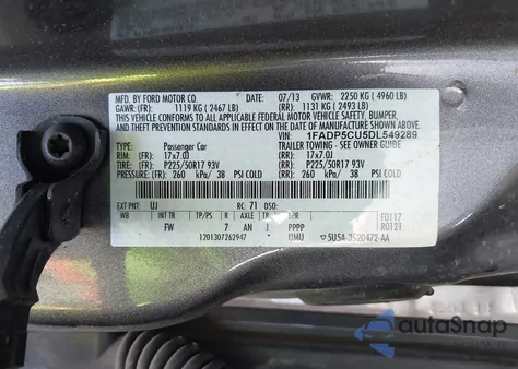 2013 Ford C-Max Energi Sel из США, поврежденный, VIN 1FADP5CU5DL549289